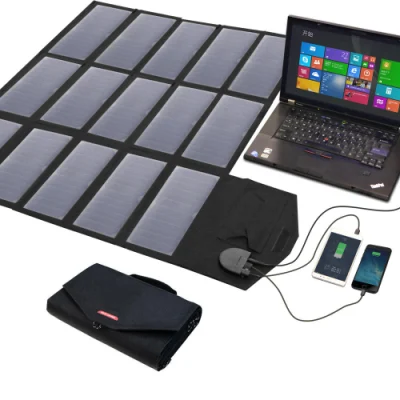 Panel solar plegable dual USB y DC Panel solar portátil de 100W para cargar teléfonos, cámaras, computadoras portátiles